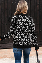 Load image into Gallery viewer, Black Bow Half Zip Sweater
