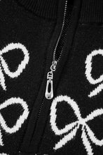 Load image into Gallery viewer, Black Bow Half Zip Sweater
