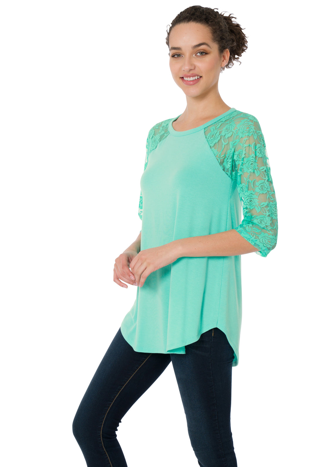 Mint Lace Half Sleeve Top