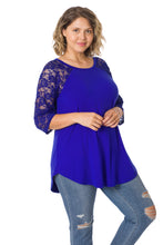 Load image into Gallery viewer, Bright Blue Lace Half Sleeve Top
