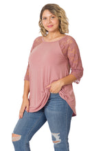 Load image into Gallery viewer, Light Rose Lace Half Sleeve Top
