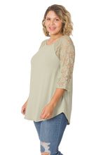 Load image into Gallery viewer, Light Sage Lace Half Sleeve Top
