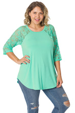 Load image into Gallery viewer, Mint Lace Half Sleeve Top
