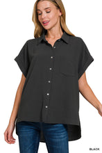 Load image into Gallery viewer, Black Woven Button Down Airflow Top
