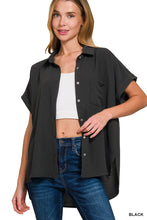 Load image into Gallery viewer, Black Woven Button Down Airflow Top
