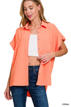 Load image into Gallery viewer, Coral Woven Button Down Airflow Top
