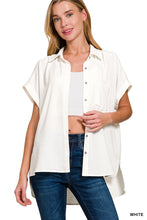 Load image into Gallery viewer, White Woven Button Down Airflow Top
