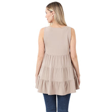 Load image into Gallery viewer, Ash Mocha Sleeveless Tiered Ruffle Tunic
