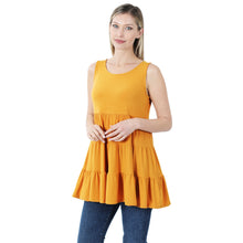 Load image into Gallery viewer, Light Mustard Sleeveless Tiered Ruffle Tunic
