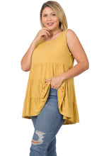 Load image into Gallery viewer, Light Mustard Sleeveless Tiered Ruffle Tunic
