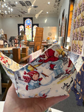 Load image into Gallery viewer, Microwavable Fabric Bowl Cozy - Vintage Snow Day
