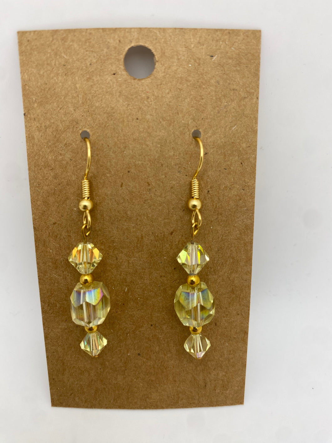 Iridescent Olive Beaded Dangle Earrings