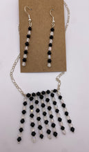 Load image into Gallery viewer, Black &amp; White Beaded Necklace &amp; Earring Set
