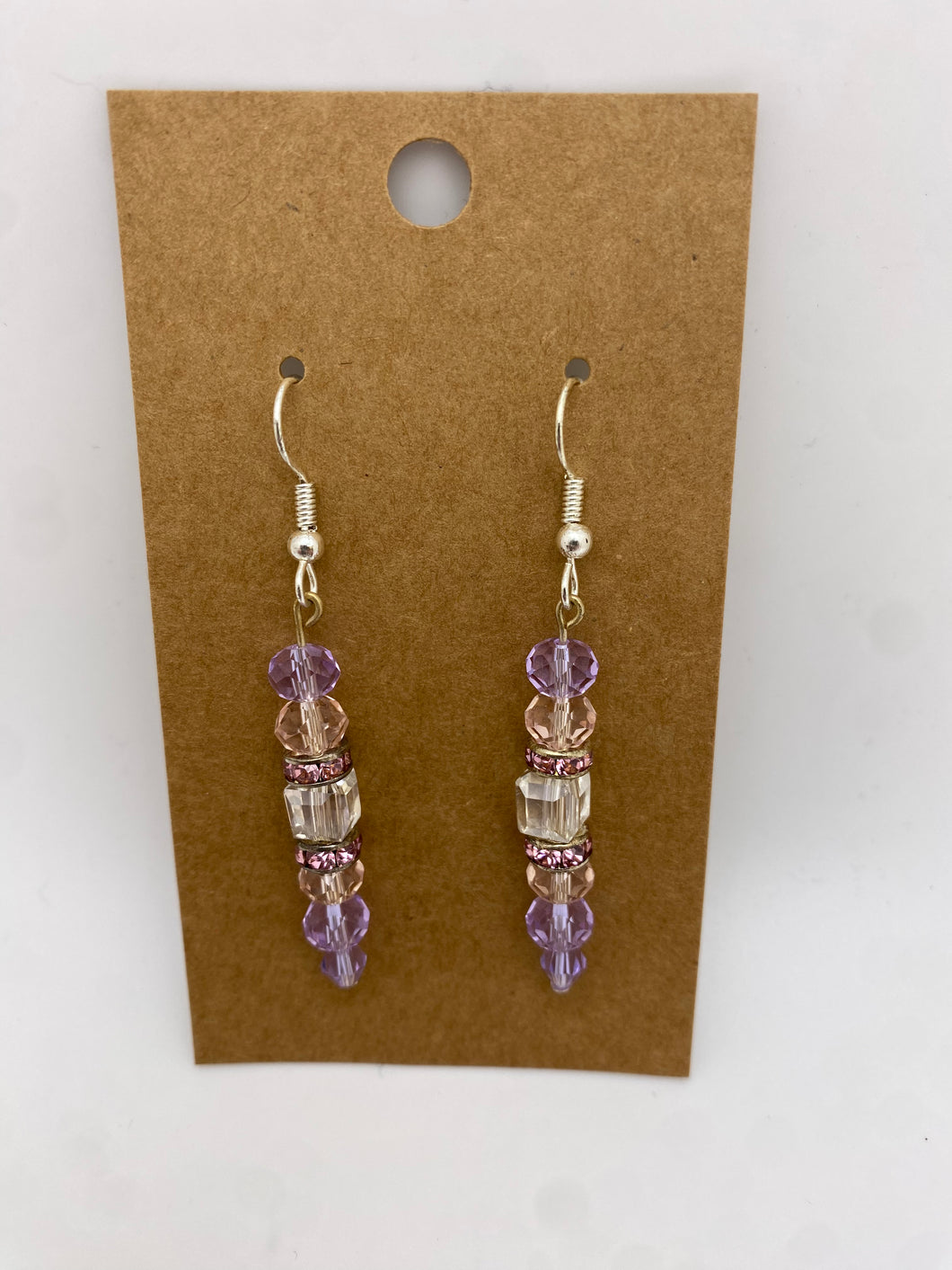 Purple & Pink Beaded Dangle Earrings