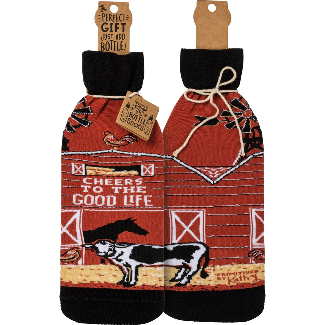 Cheers To The Good Life Farm Bottle Sock