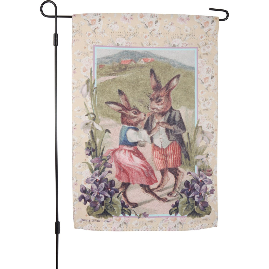 Vintage Dancing Bunnies Garden Flag